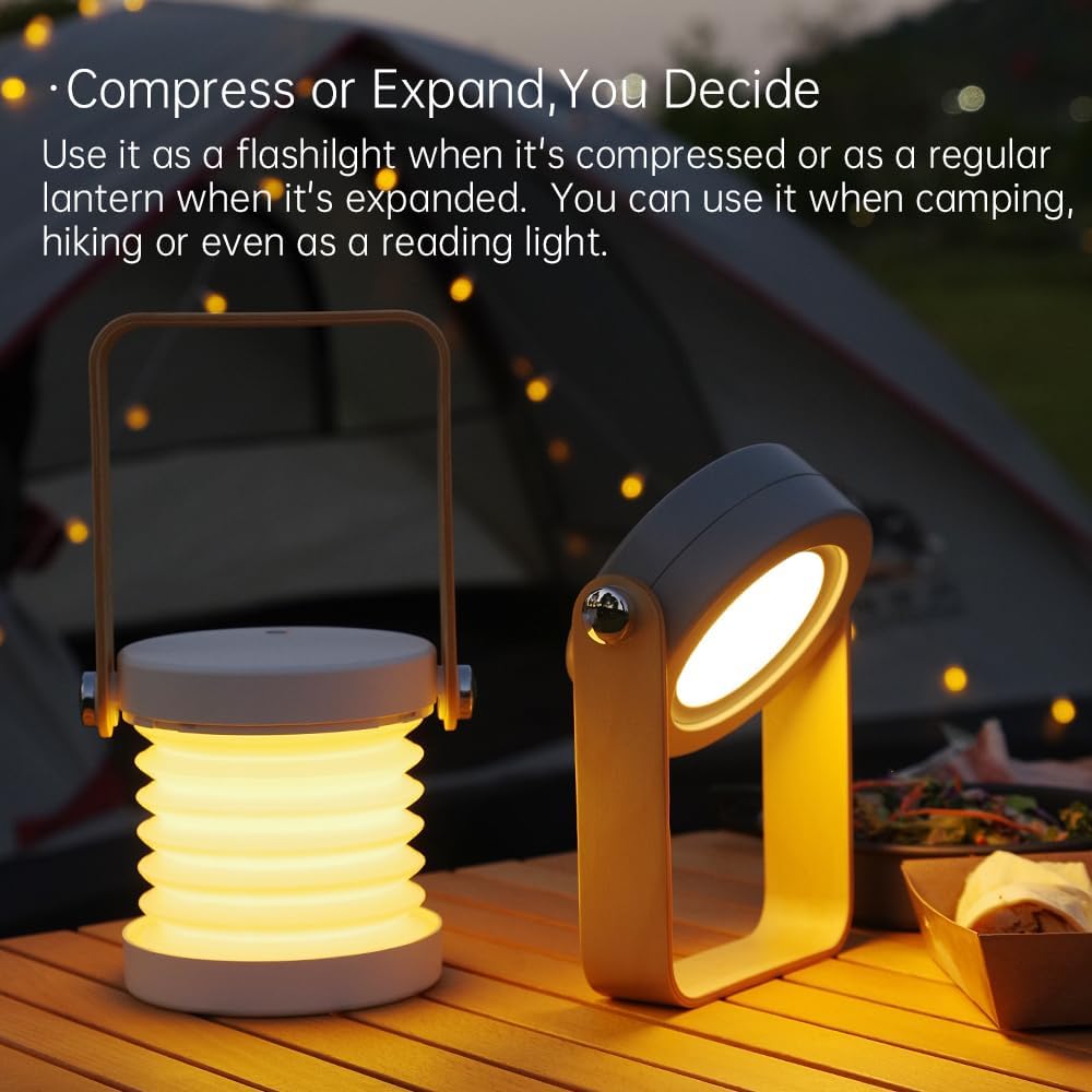Dimmable Foldable Camping Light,USB Rechargeable Emergency Lantern Flashlight with Battery, Tent Lamp for Backpacking,Travel, Power Outage,Hurricane