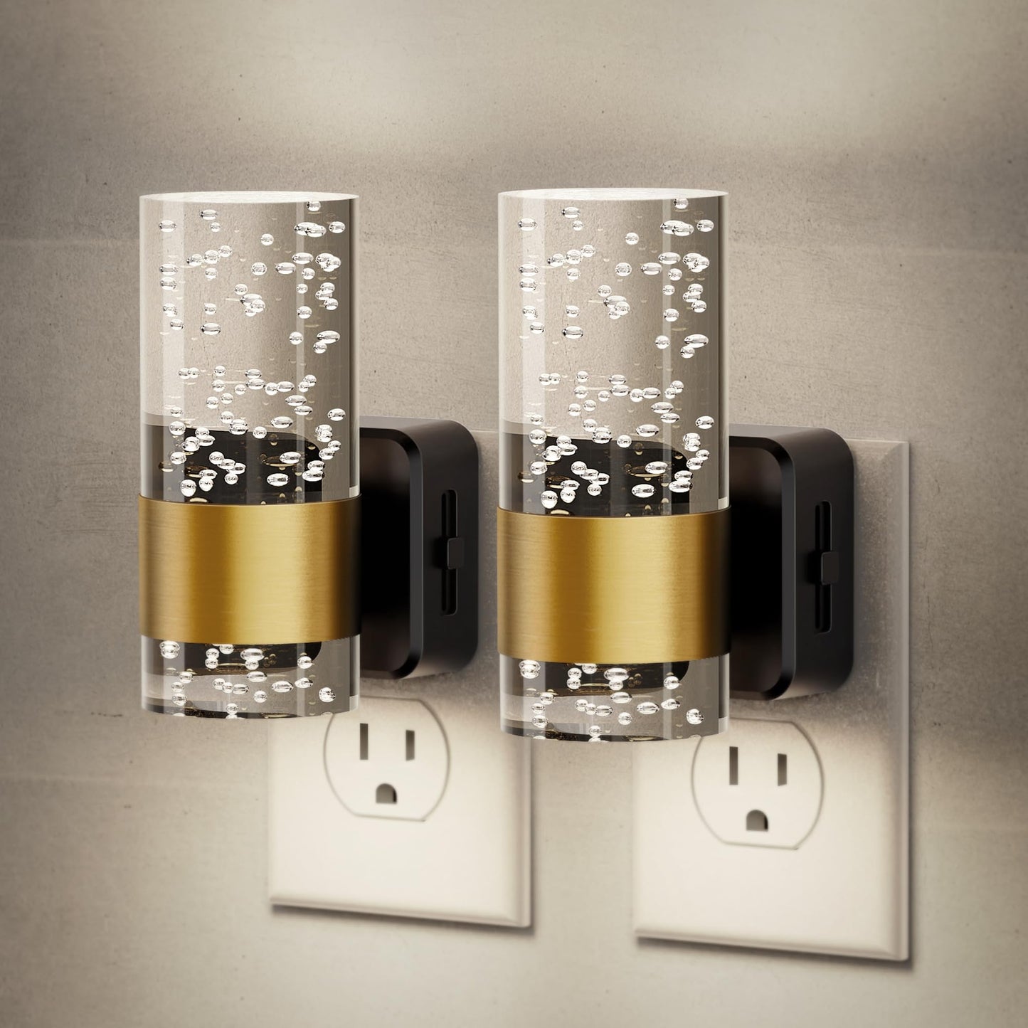 JandCase Night Light, Night Lights Plug into Wall,2 Pack 3000K Dimmable LED Night Light with Adjustable Brightness, Automatic Night Lights Plug in with Auto Light Sensor, for Bathroom Hallway Decor