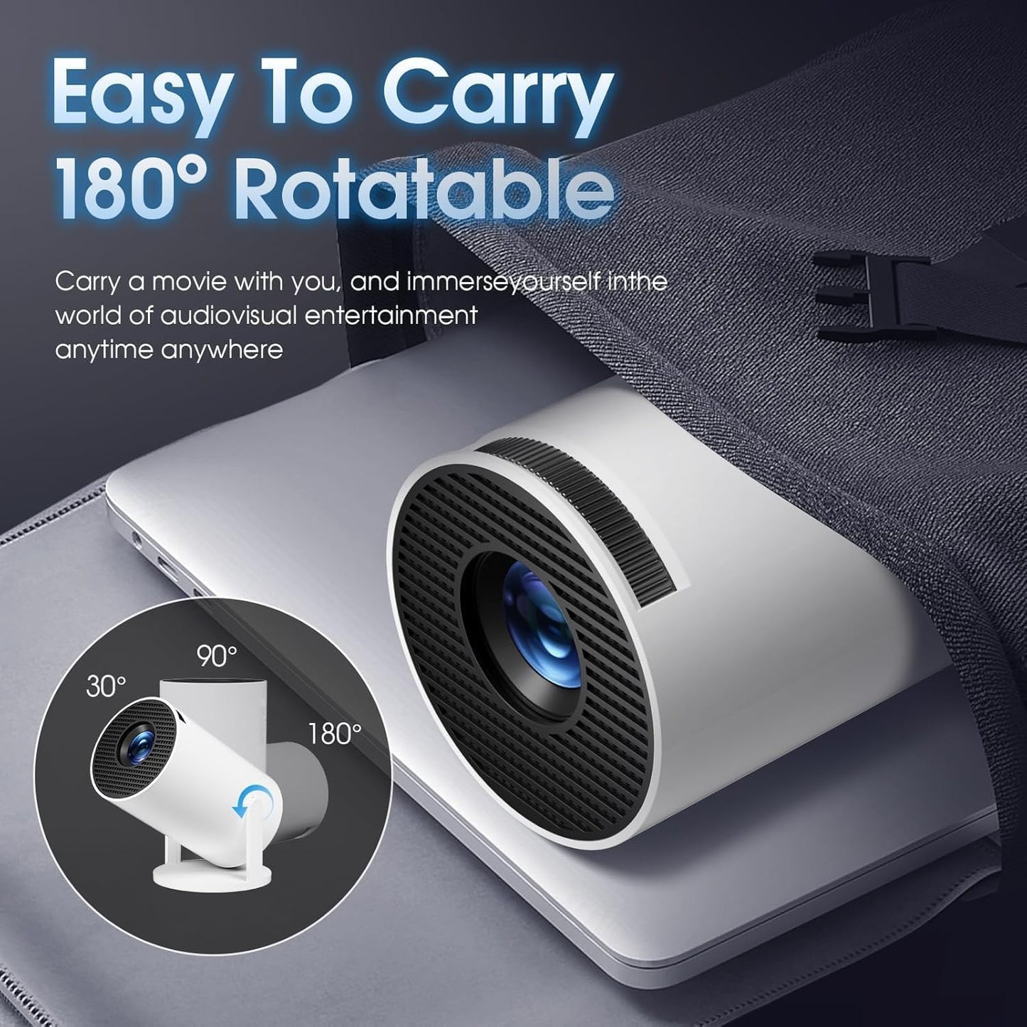 Mini Portable Projector with WiFi 6 and Bluetooth 5.0 Smart Projector 1080P Support Movie Projector 4K Decode Built-in Android 11.0 for Home Theater Compatible for Smartphone/Tablet/Laptop
